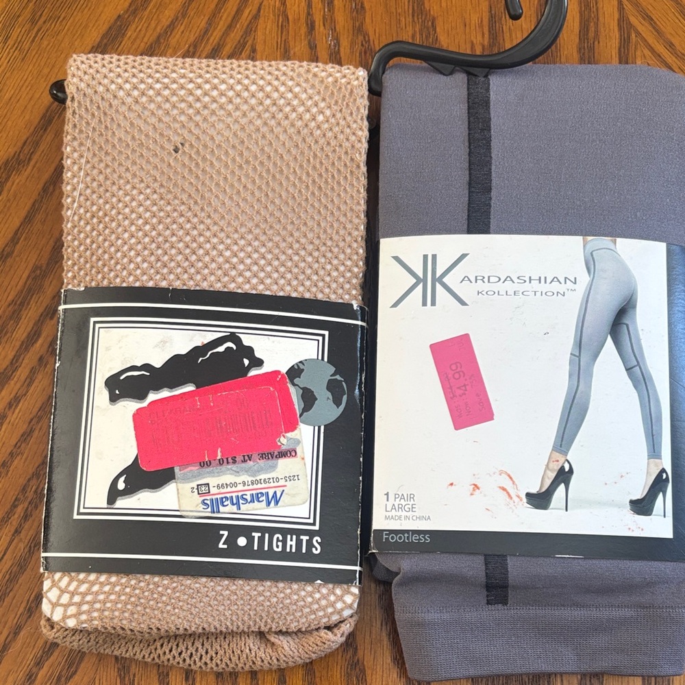 Kardashian Gray,Tan fishnets, and gray Jessica Simpson over the knees. 3 pairs